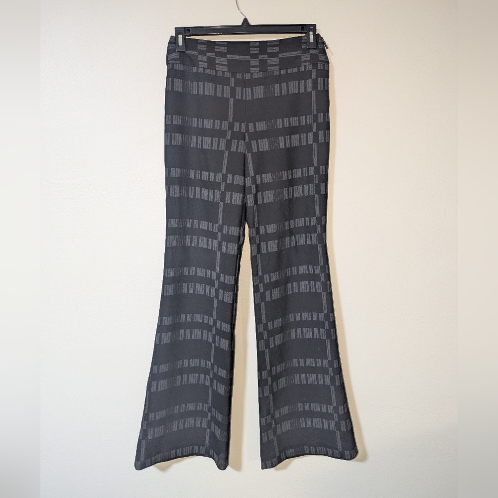 8 Nicole Miller Artelier Black Print Wide Leg Pants